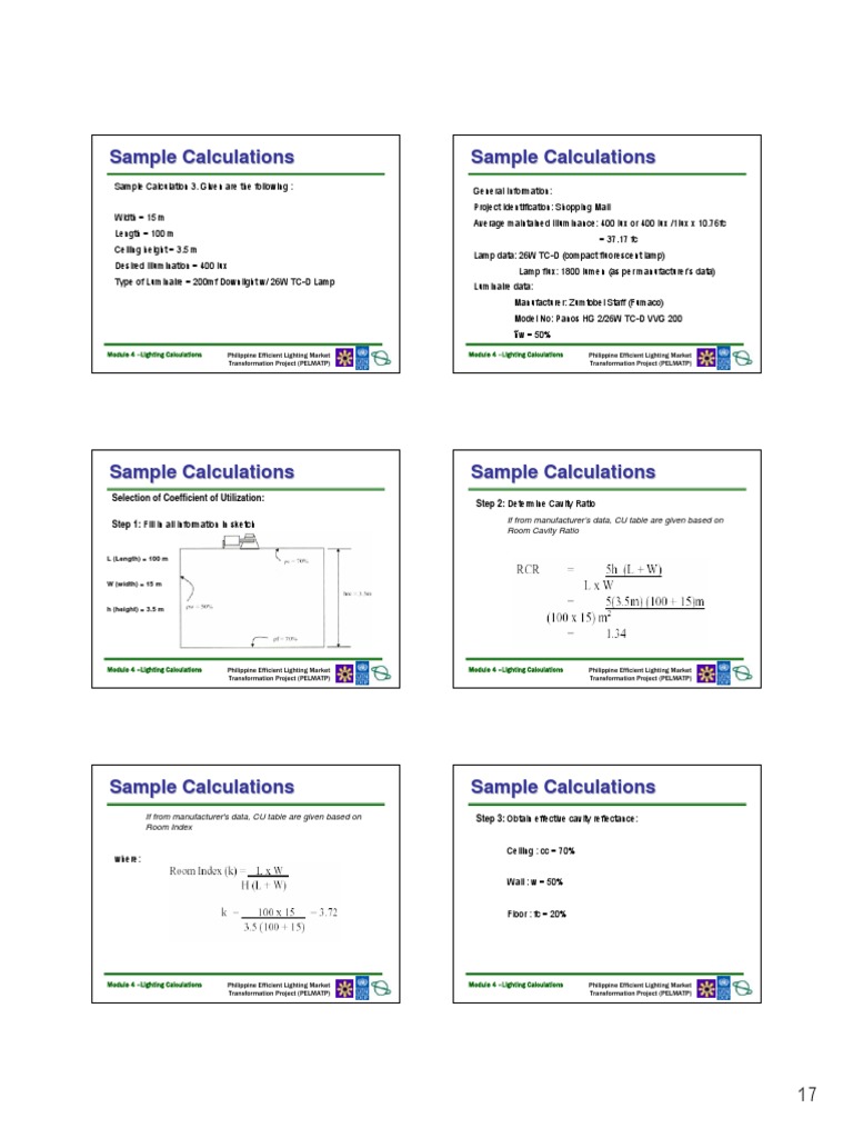 Lighting Calculation 17 PDF Lighting Interior Design