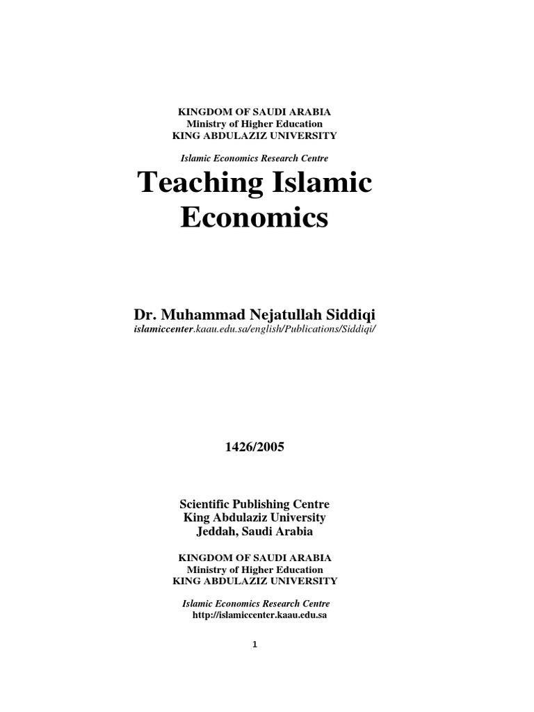 Teaching Islamic Economics Nejatullah Siddiqi PDF | PDF | Labour ...