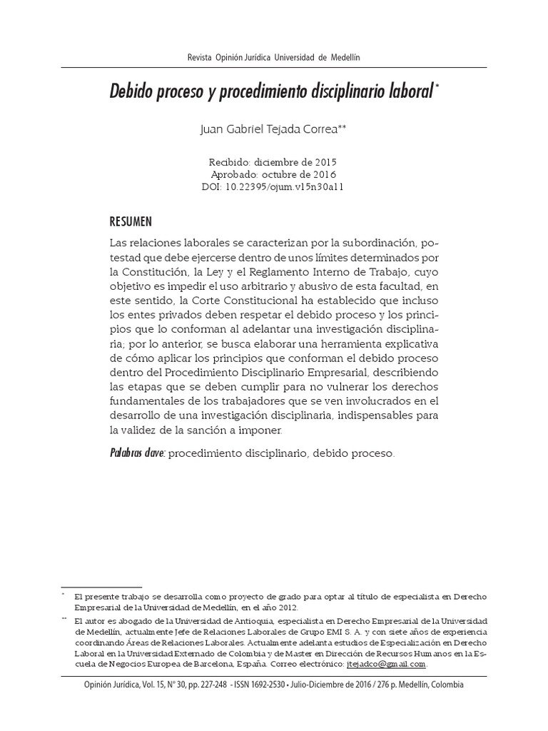 Debido Proceso en Disciplinario Laboral | PDF | Debido al proceso