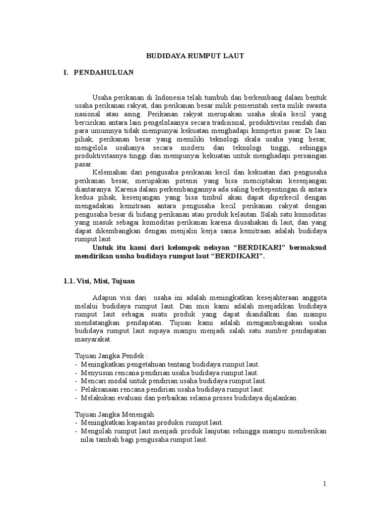 Contoh Proposal Rumput Laut