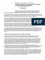 O Papel Do Projeto Político Pedagogico e Do Currículo Na Construção Coletiva de Uma Escola de Qualidade