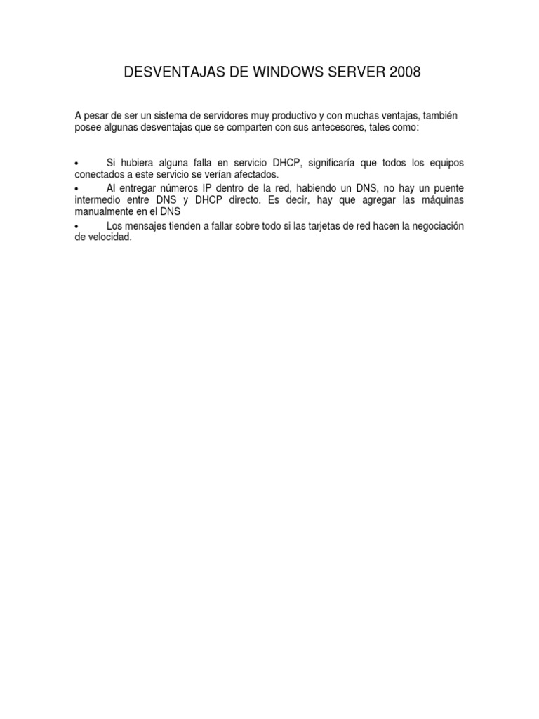Desventajas de Windows Server 2008 | PDF