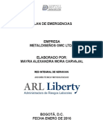 PLAN DE EMERGENCIAS METALDISEÑOS 2015