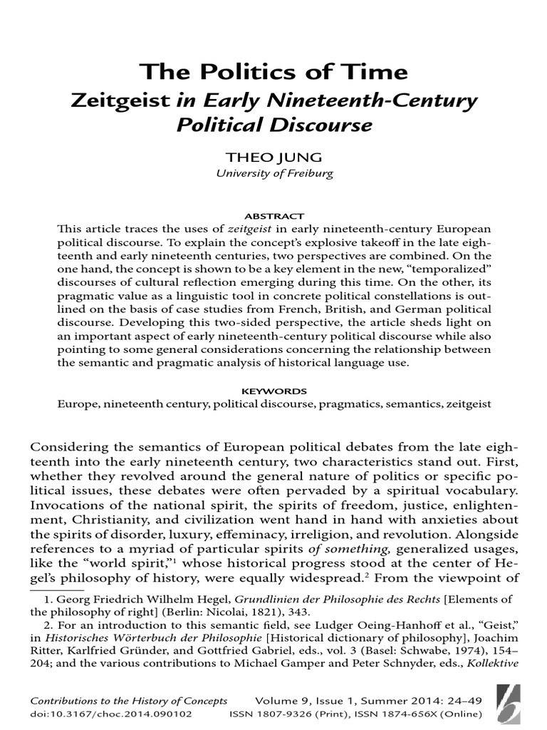 Zeitgeist in 19th Century Politics | PDF | Semantics | Discourse