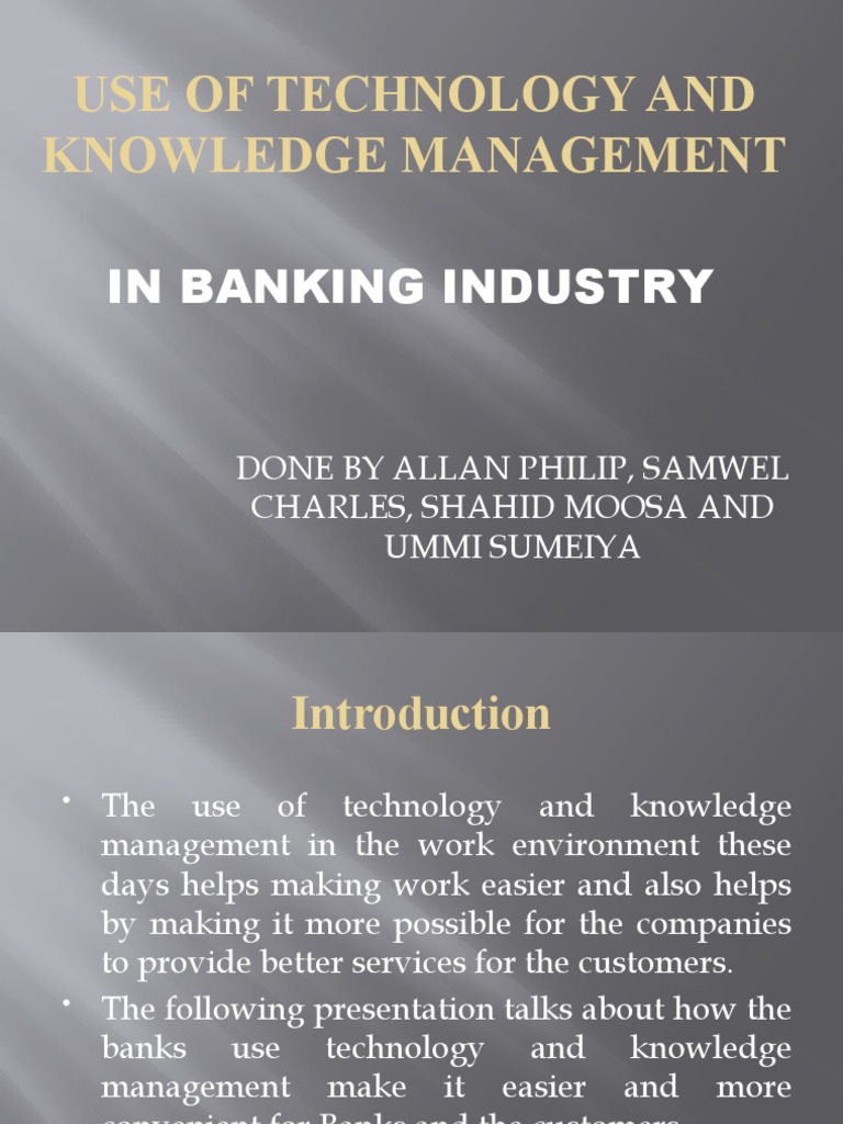 Technology and Knowledge Management in Banking | PDF | Banks ...