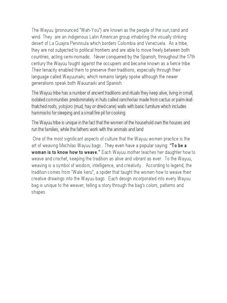 Wayuu Tribe: History and Language | PDF