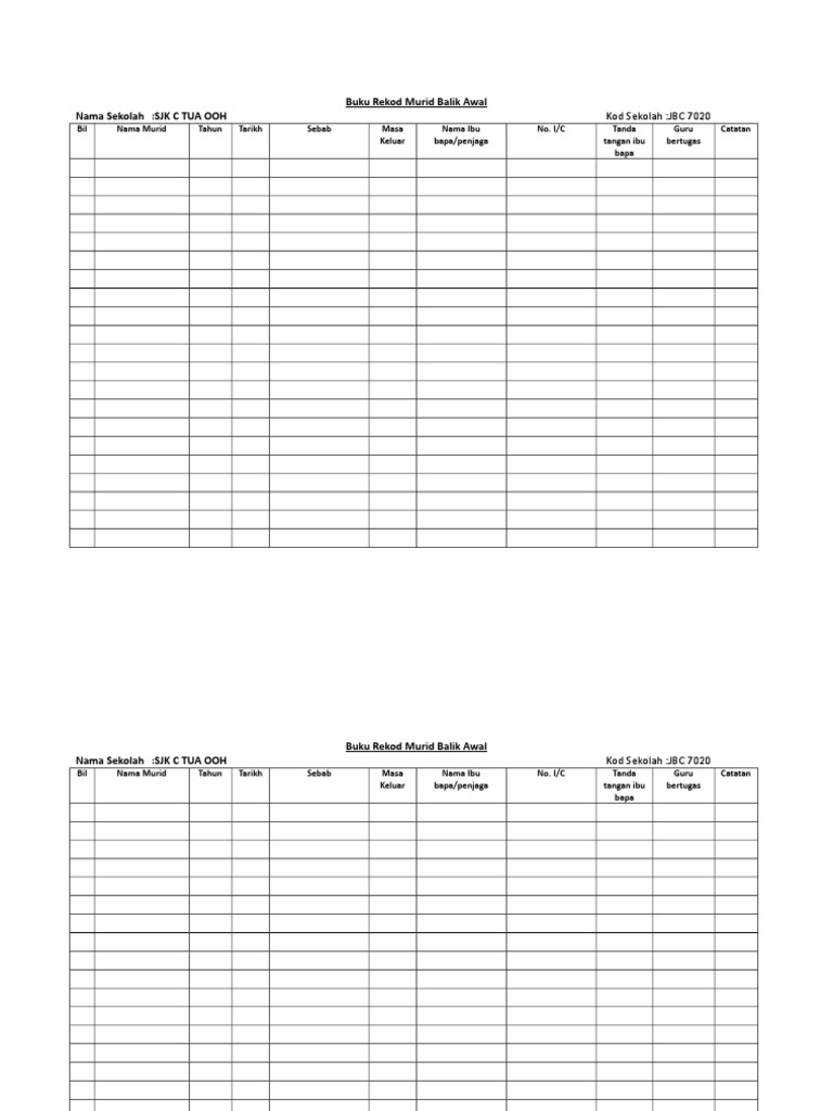 Buku Rekod Murid Balik Awal  PDF