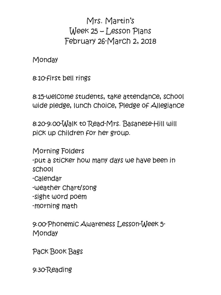 Week 25 Lesson Plans for February 2018 | PDF | Phonics | Linguistics