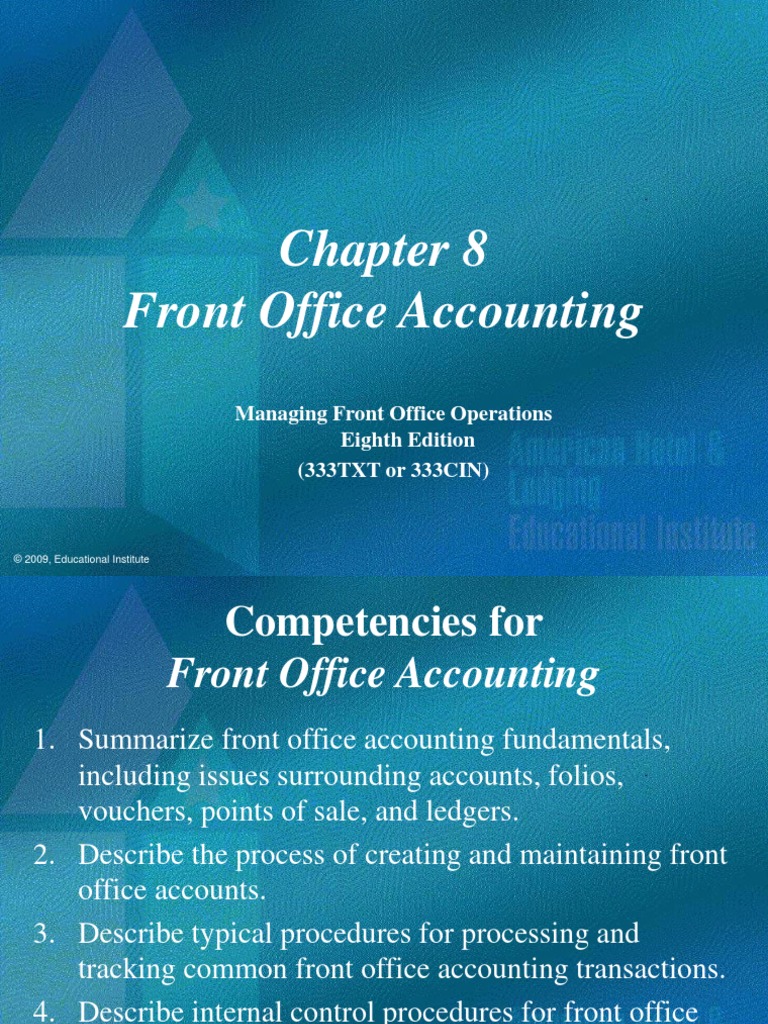 Chapt8 Front Office Accounting Debits And Credits Payments