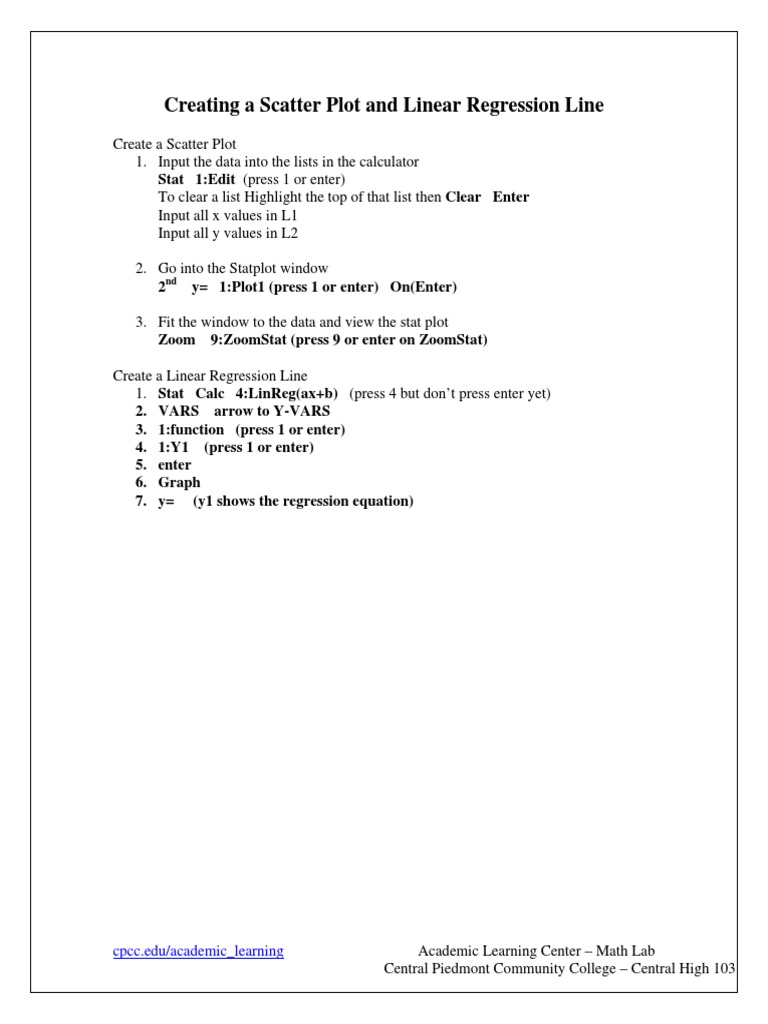 Scatter Plot and Linear Regression Guide | PDF | Finance & Money ...