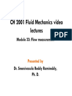 CH 2001 Fluid Mechanics Video Lectures: Module 33: Flow Measurement
