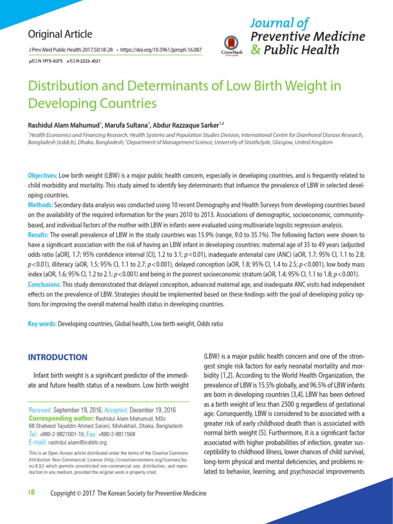 Distribution and Determinants of Low Birth Weight in Developing ...