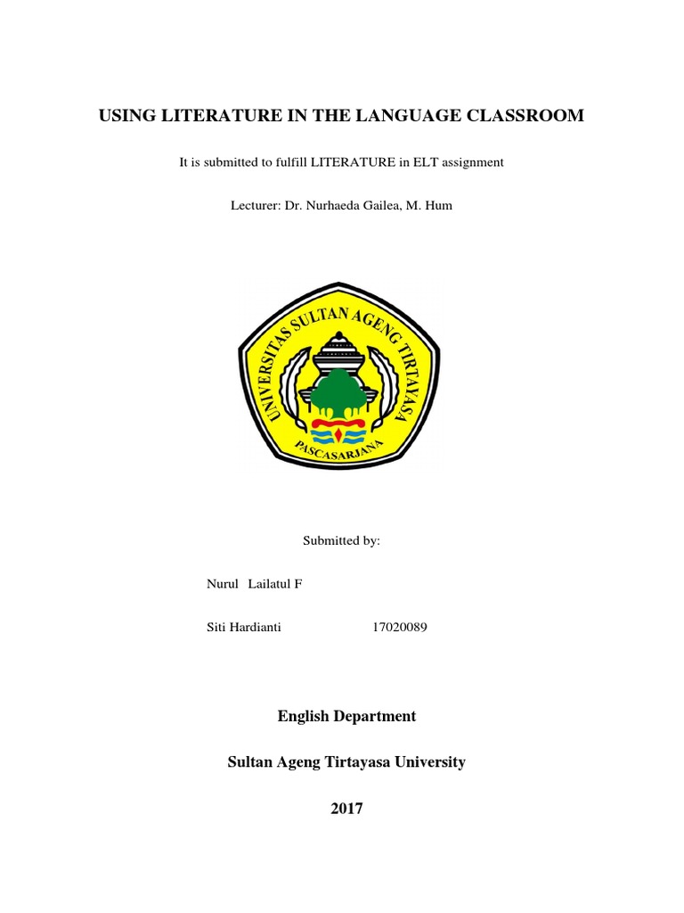 Using Literature in The Language Classroom PDF Language Education