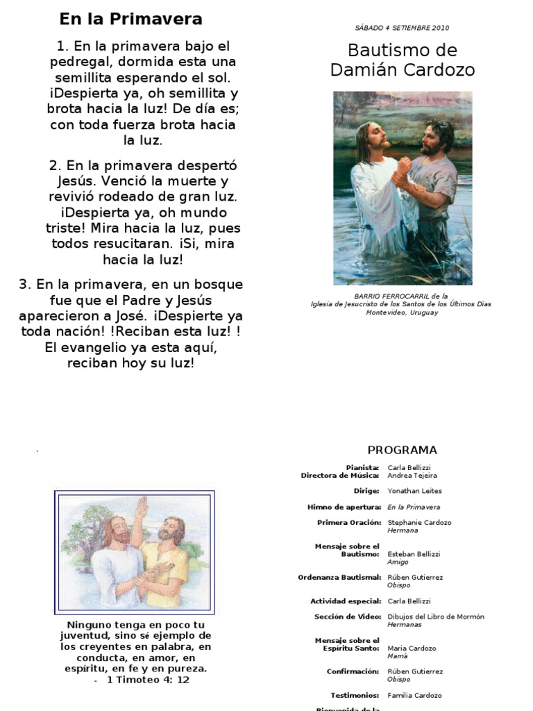 Programa de Bautismo de Damián Cardozo | PDF | Bautismo | Jesús, image size:768x1024