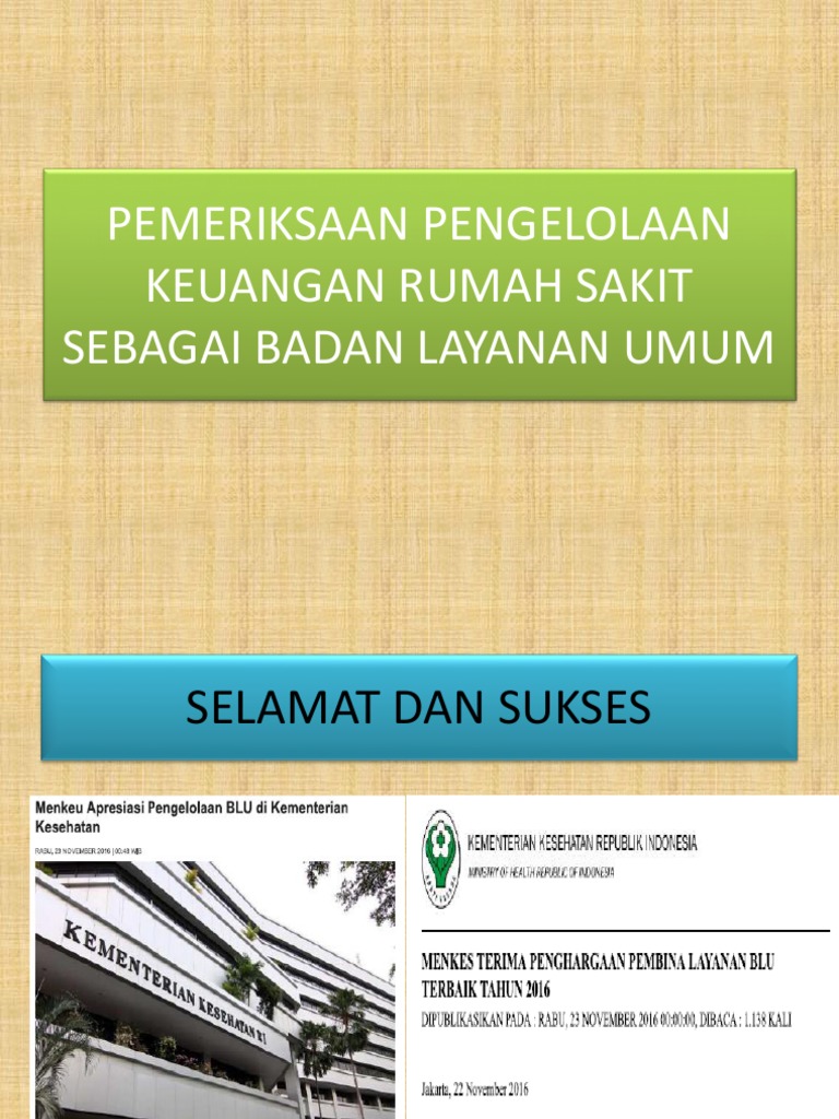 Pemeriksaan Pengelolaan Keuangan Rumah Sakit Sebagai Badan Layanan Umum Pdf