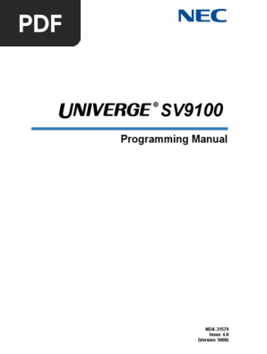 Nec Sv9100 Programming Manual Session Initiation Protocol Telephone Exchange