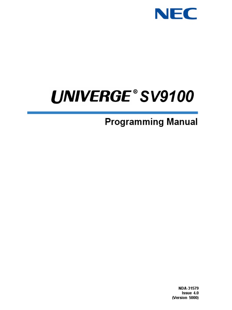 NEC SV9100 Programming Manual | Session Initiation Protocol | Telephone