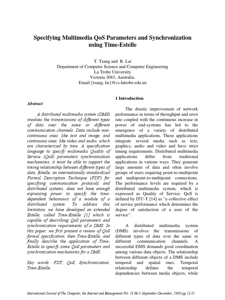 Multimedia QoS and Sync with Time-Estelle | PDF | Quality Of Service ...