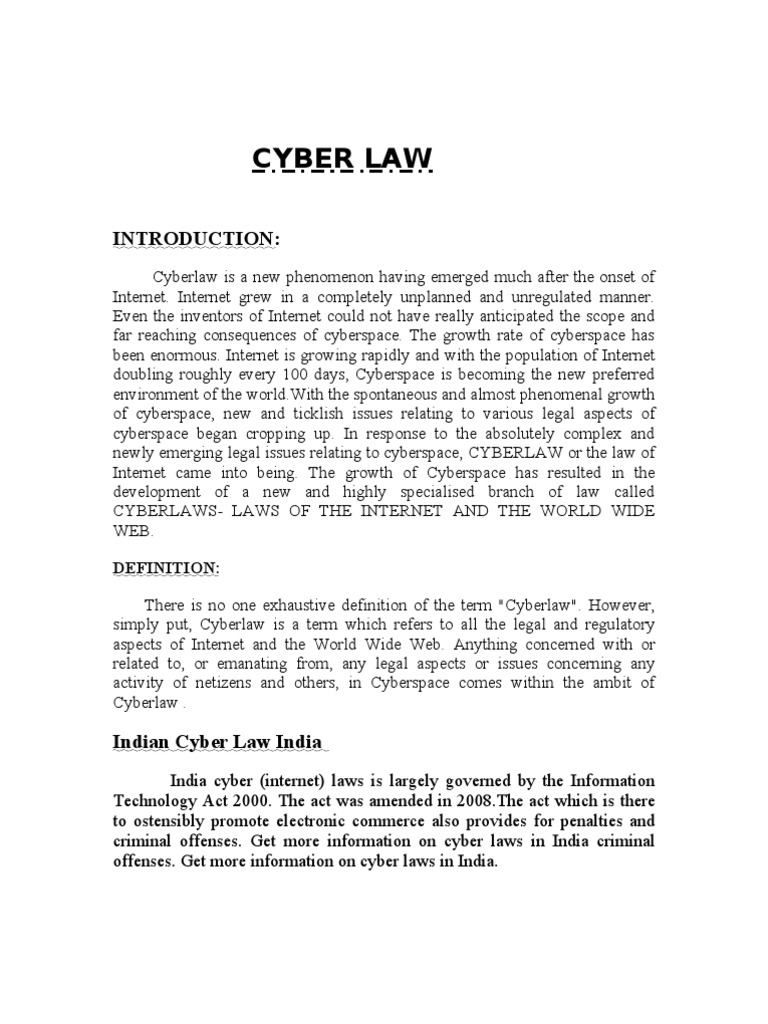 CYBER LAW Cybercrime Cyberspace