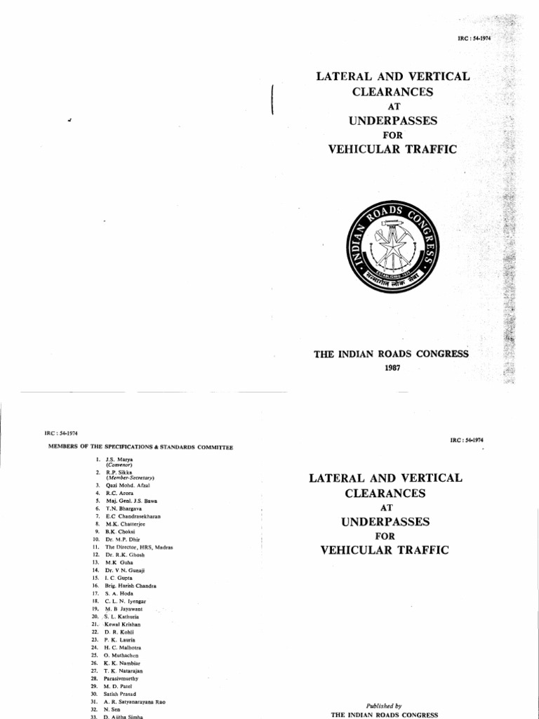 IRC54 (Underpasses Lateral Vertical Clearances) PDF PDF