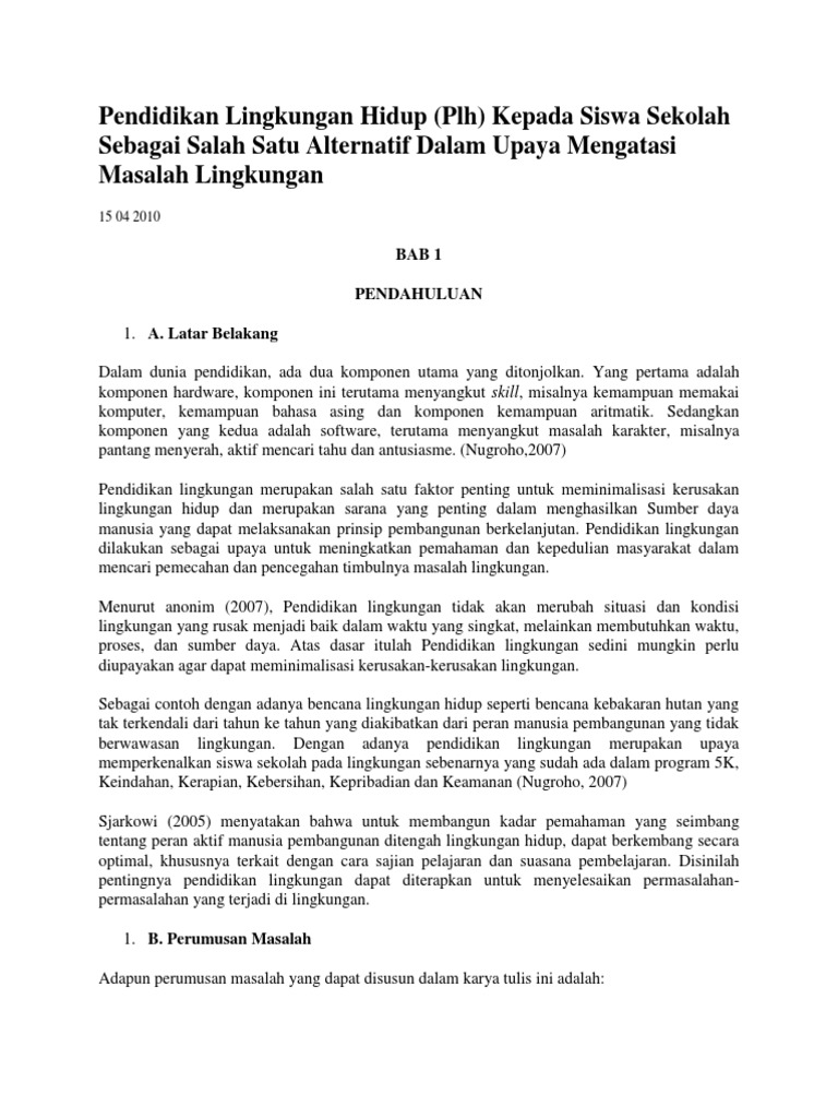 dampak jangka panjang pendidikan lingkungan