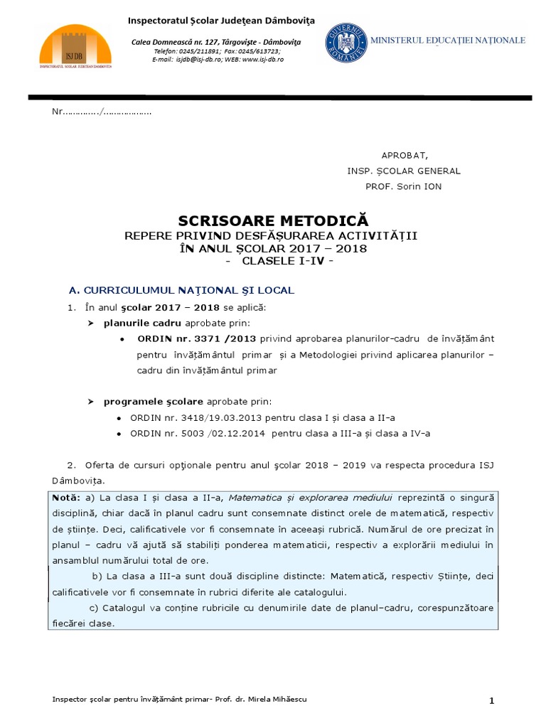 Programe Scolare Invatamant Primar 2017 2018 Asdjers