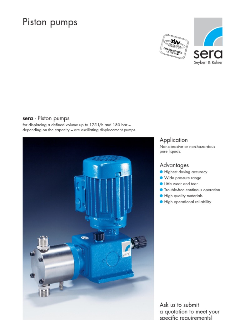 Piston Pumps for Precise Dosing of Liquids Across Wide Pressure Ranges