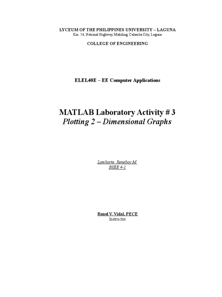 EE Comp MATLAB Activity 3 | PDF | Exponential Function | Trigonometric ...