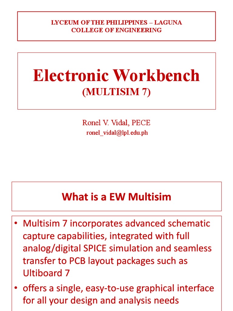 Multisim 7: Electronic Workbench Guide | PDF | Electronics | Electronic ...