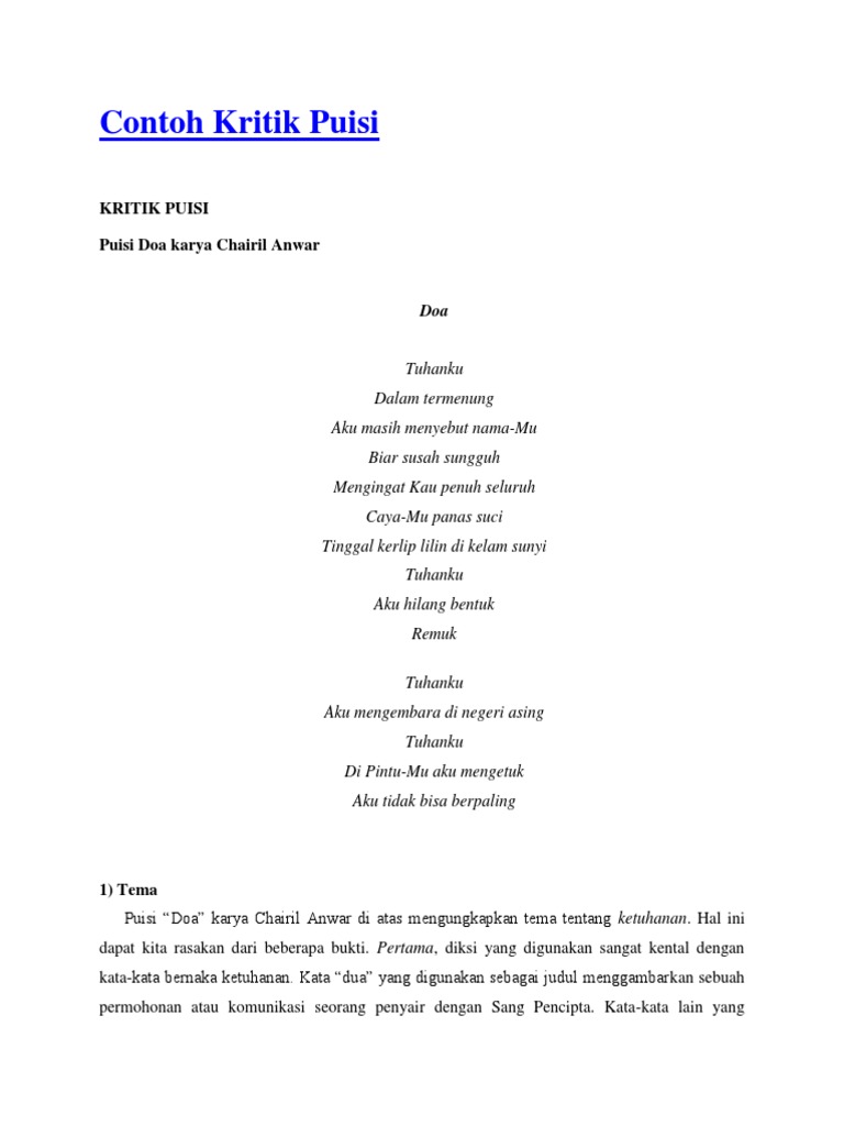 Contoh Kritik Puisi