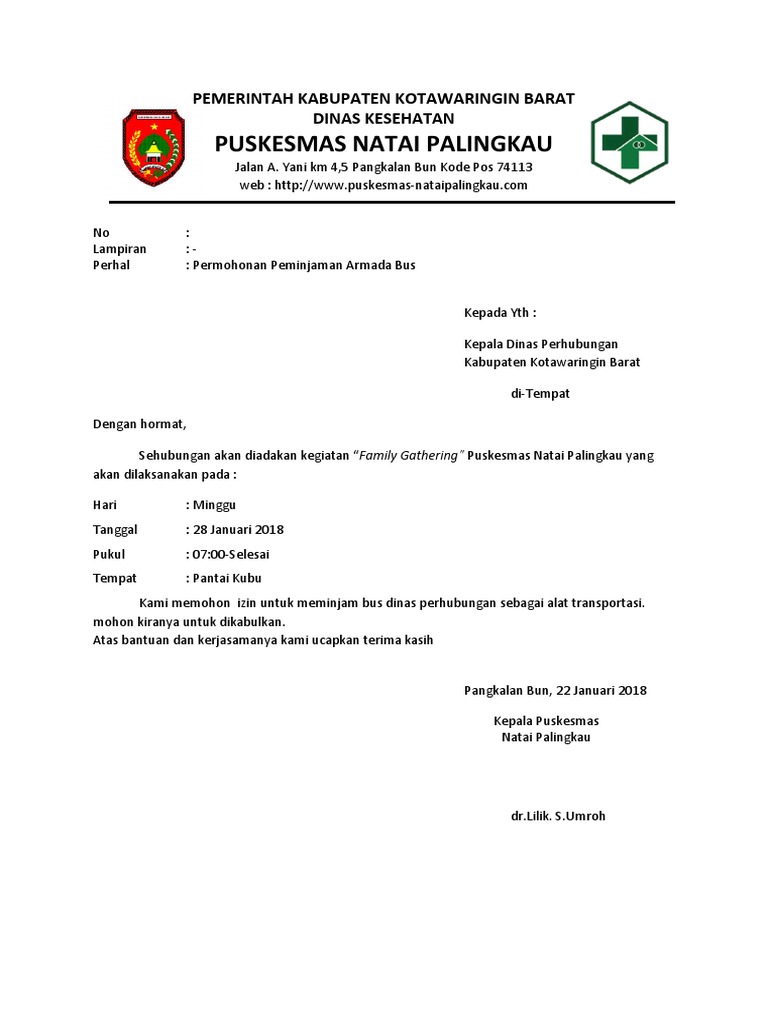 Surat Permohonan Bus Family Gathering