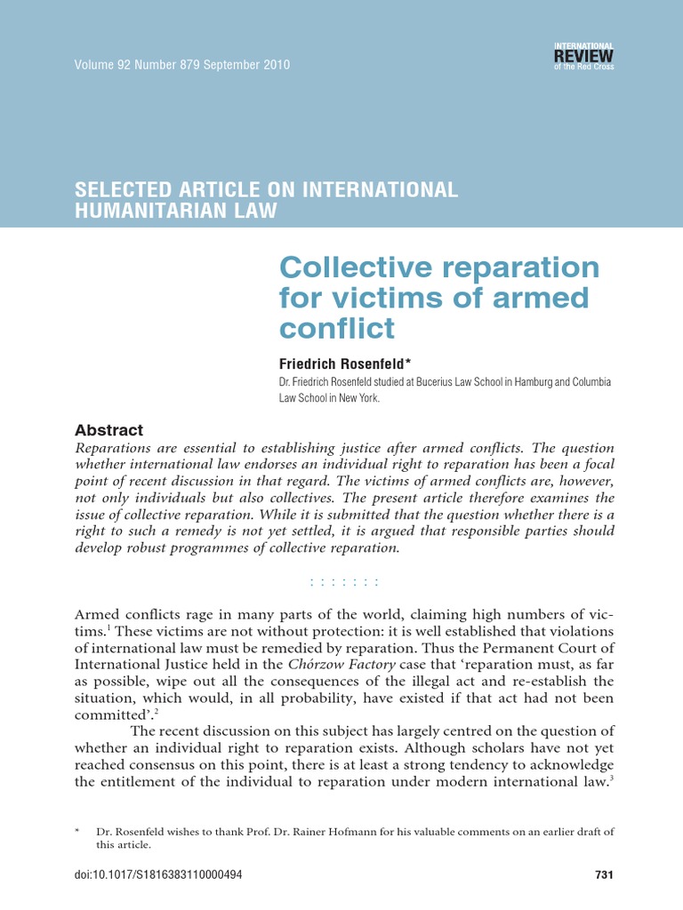 Collective Reparation for Victims of Armed Conflict: Examining Whether ...
