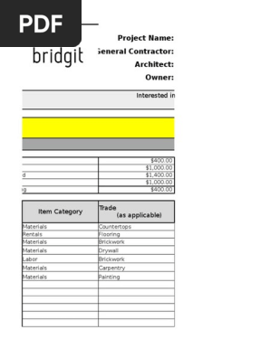 Construction Budget Template
