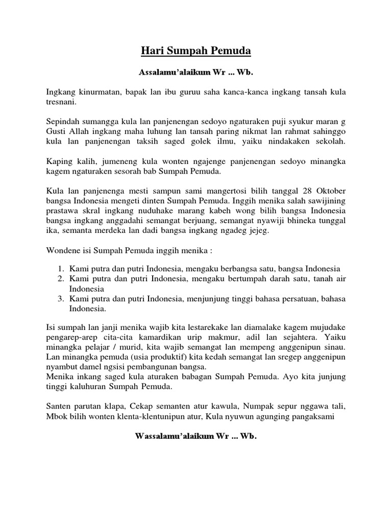 Pidato Hari Sumpah Pemuda