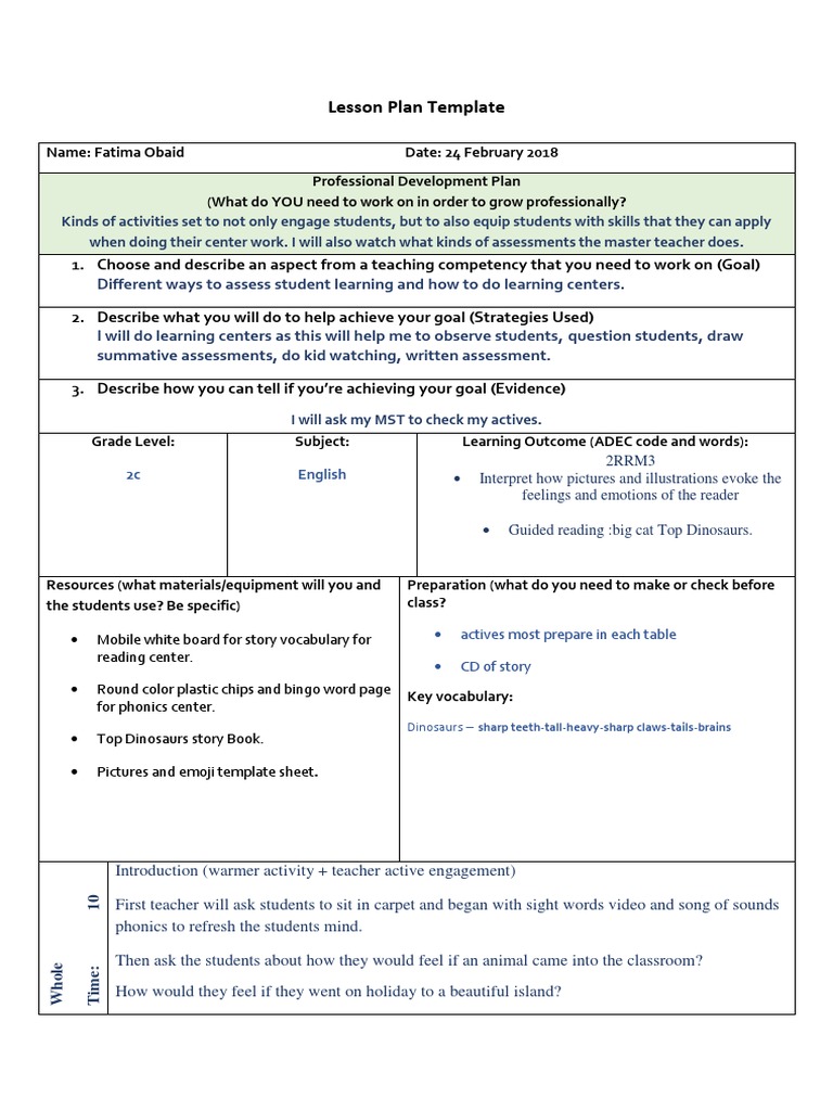 Lesson Plan Template: Different Ways To Assess Student Learning and How ...