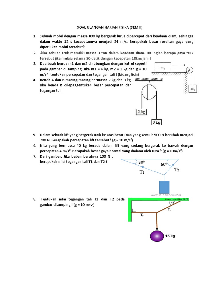 Soal Ulangan Harian Fisika