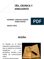 Reseña, Cronica y Minicuento