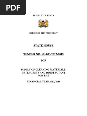 TENDER NO. SH/013/2017-2019 FOR SUPPLY OF CLEANING MATERIALS, DETERGENTS AND DISINFECTANT