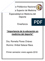 Importancia de Educacion en Medicina Del Deporte