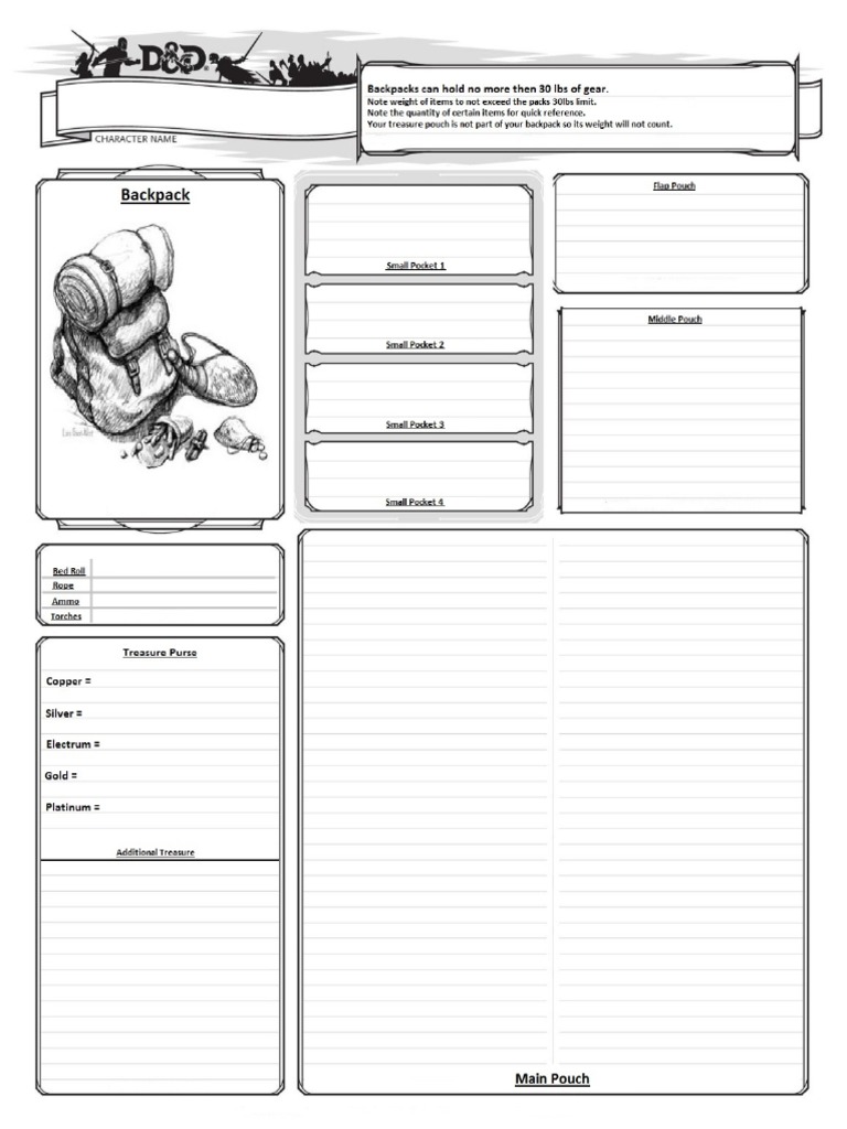 Backpack Inventory Sheet PDF PDF
