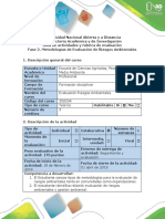 Guía de Actividades y Rúbrica de Evaluación - Fase 2 - Metodologías de Evaluación de Riesgos Ambientales