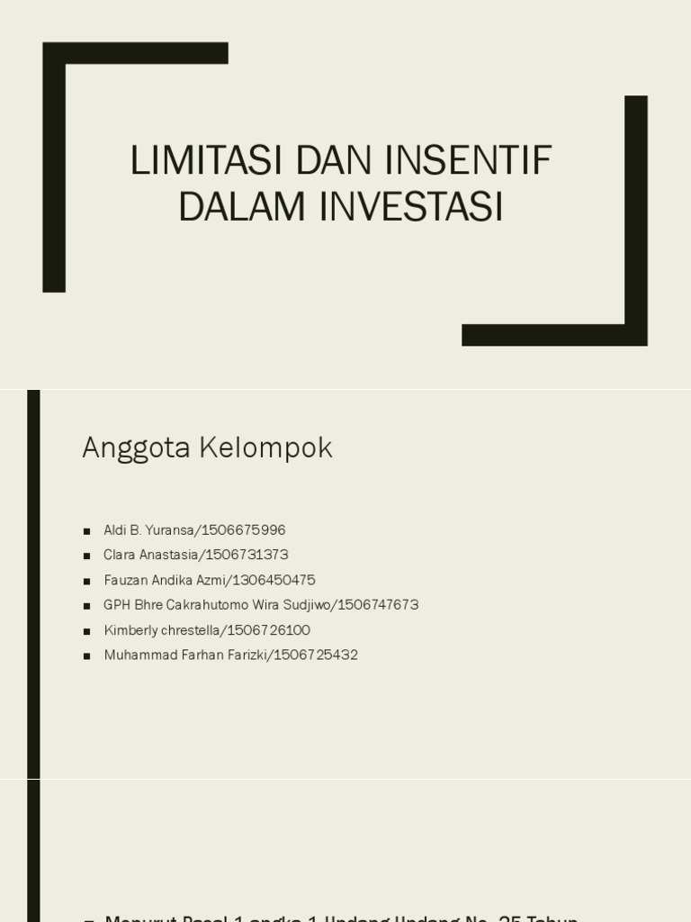 Insentif Dan Limitasi | PDF