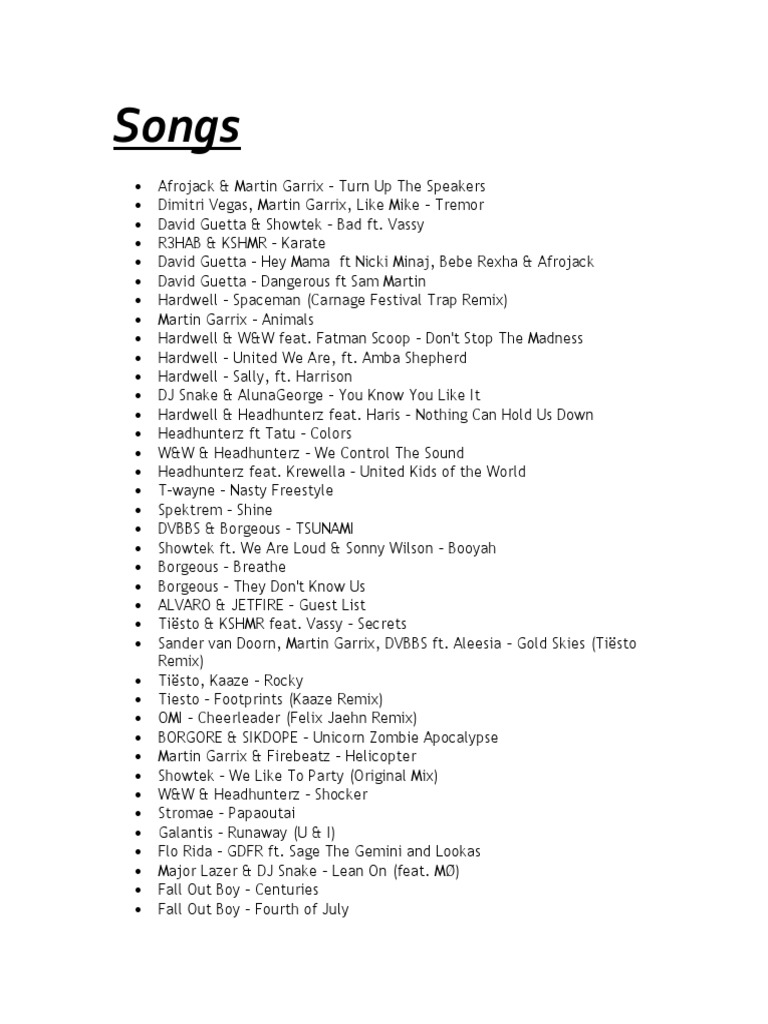 Playlist | PDF | Popular Music | Artists