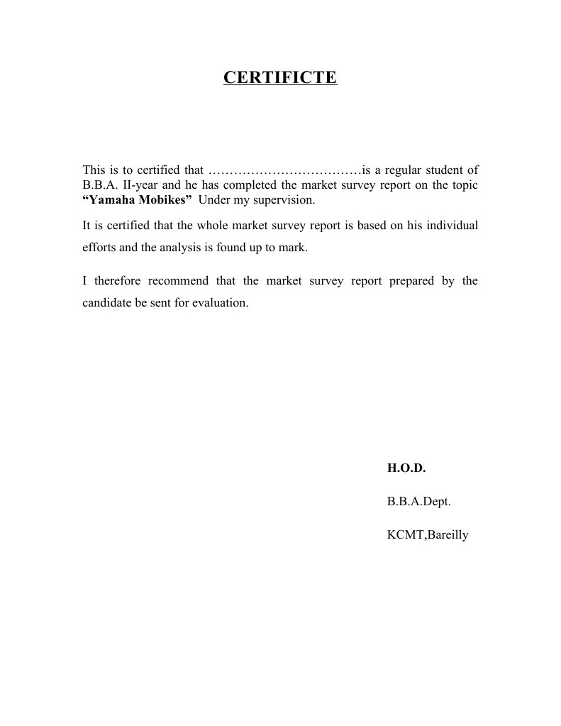 Certificate of Market Survey Completion | PDF