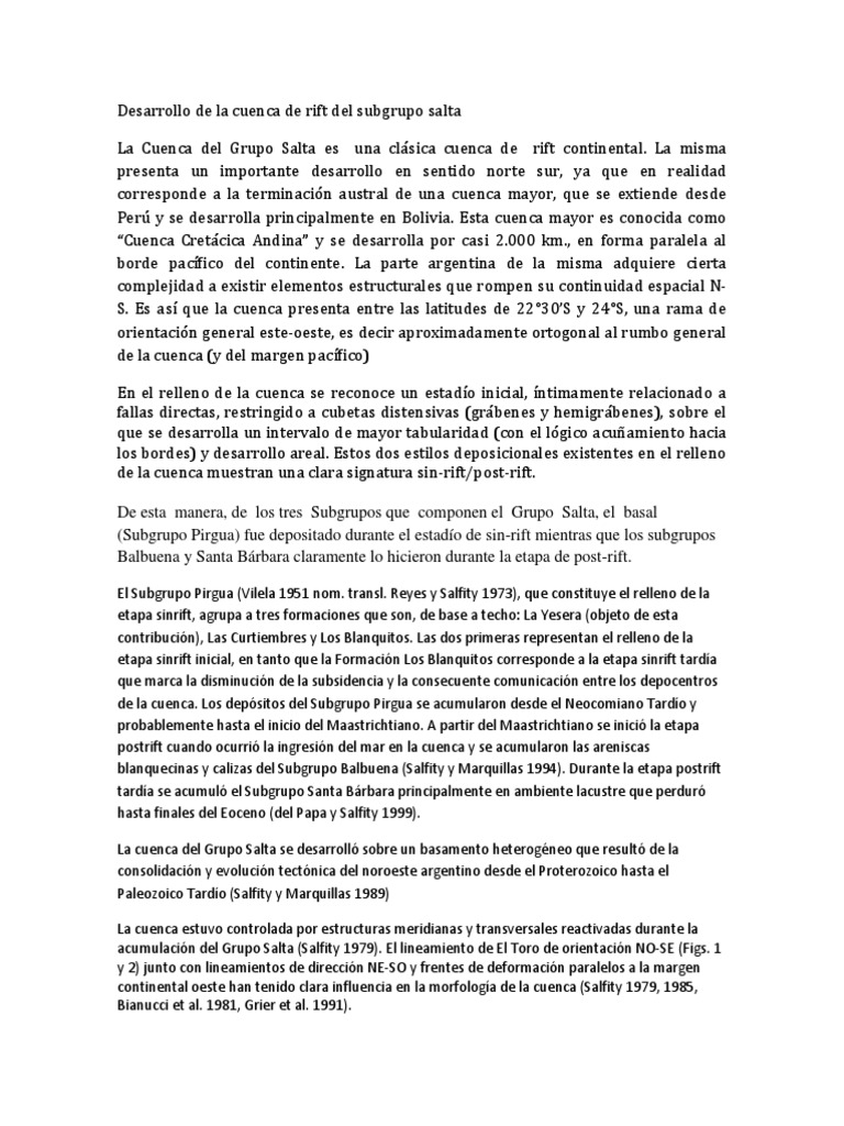 Cuenca de Rift del Grupo Salta: Estructura y Sedimentación | PDF | Roca ...