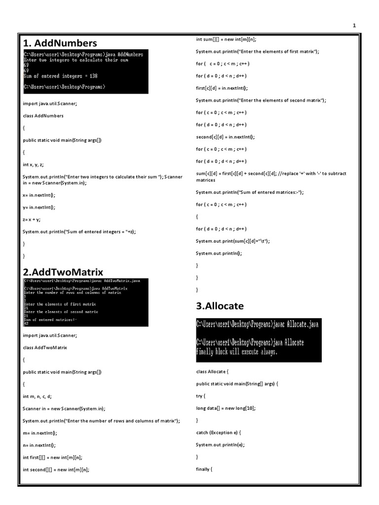 Java Programming Basics Examples | PDF | C (Programming Language ...