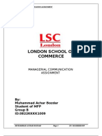 London School of Commerce: By: Muhammad Achar Bozdar Student of MFP Group B ID:0822KKKK1009