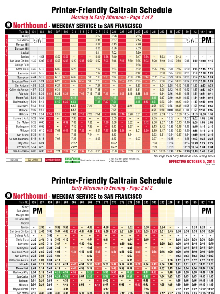 Caltrain Weekday Northbound Schedule | PDF | Caltrain | California