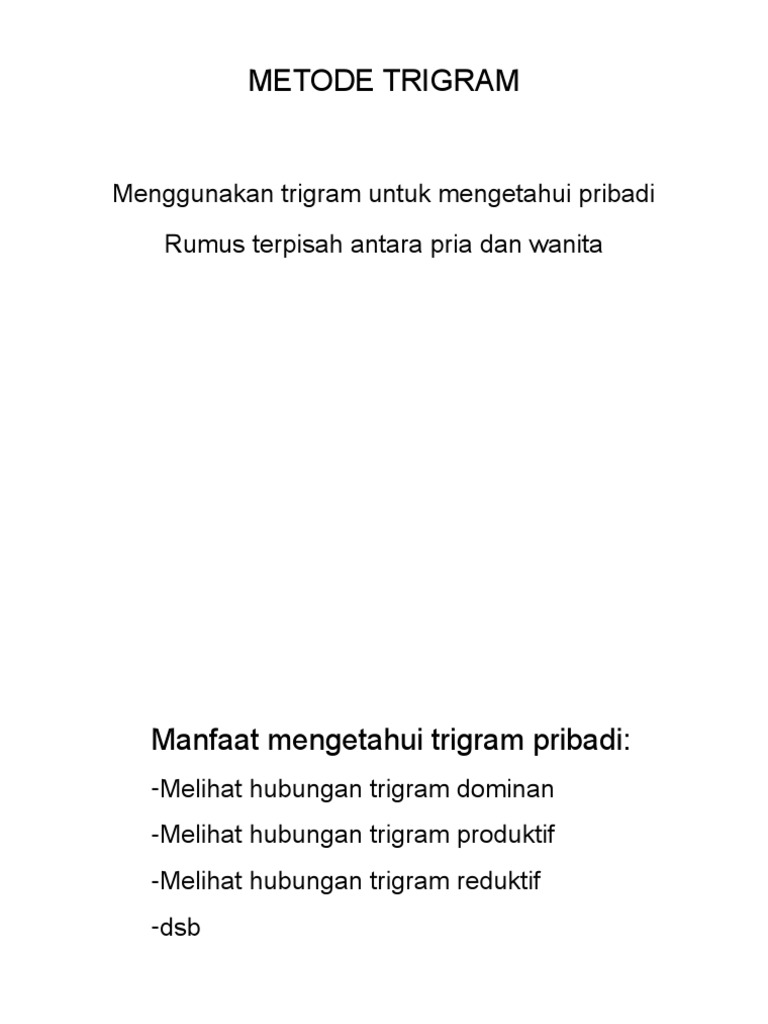 Metode Perhitungan Trigram Pria dan Wanita | PDF | Griya & Taman