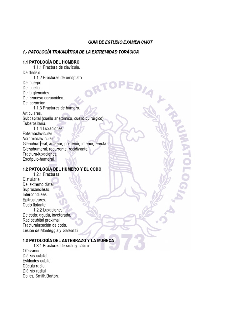 Guía de Estudio para Examen CMOT | PDF | Escoliosis | Cáncer